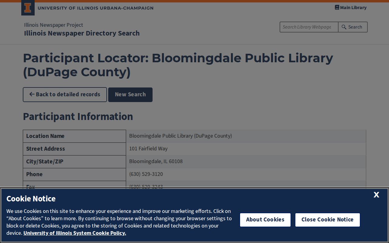 Bloomingdale city directory newspaper catalog cross-check