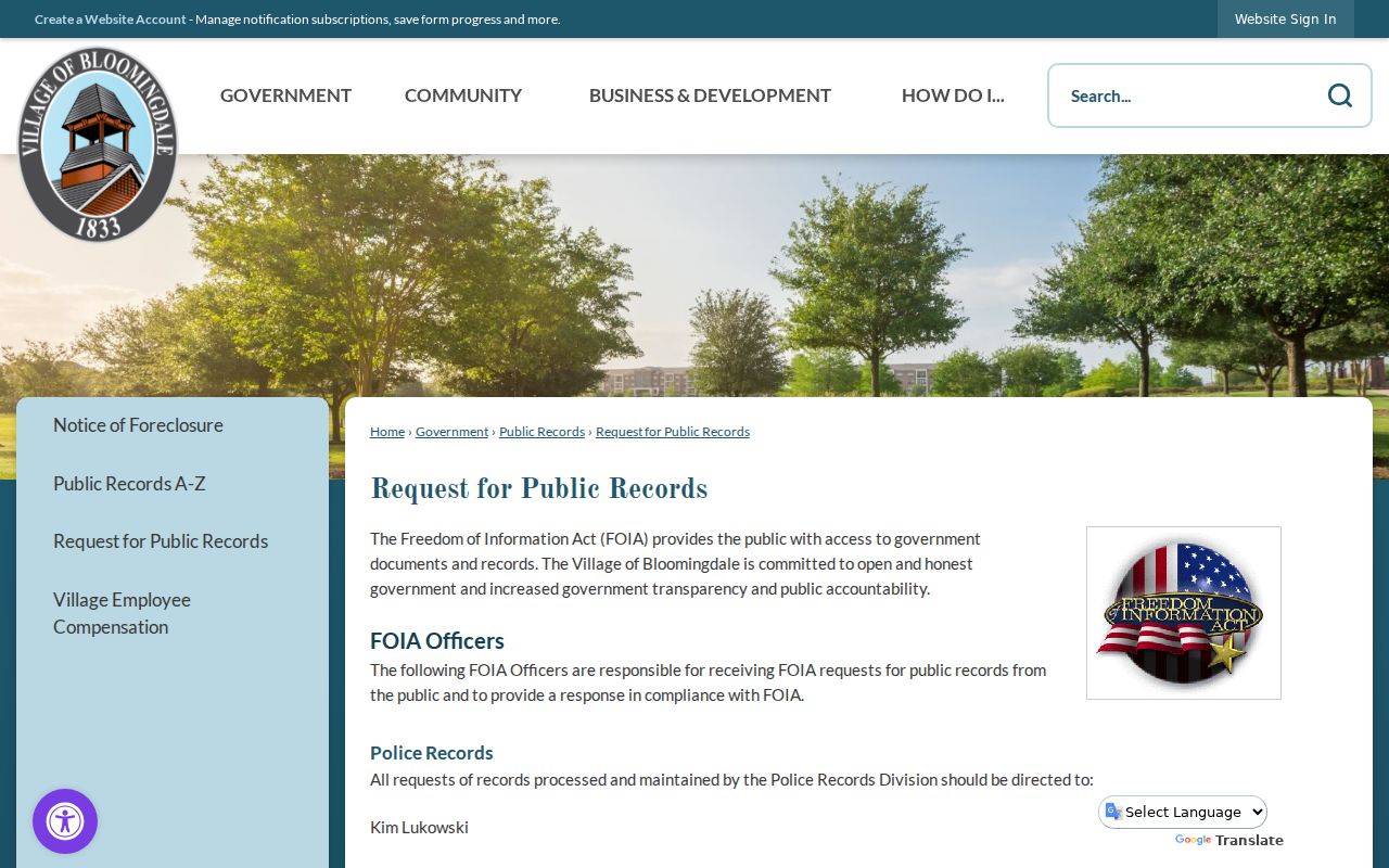 Bloomingdale residents directory public records request