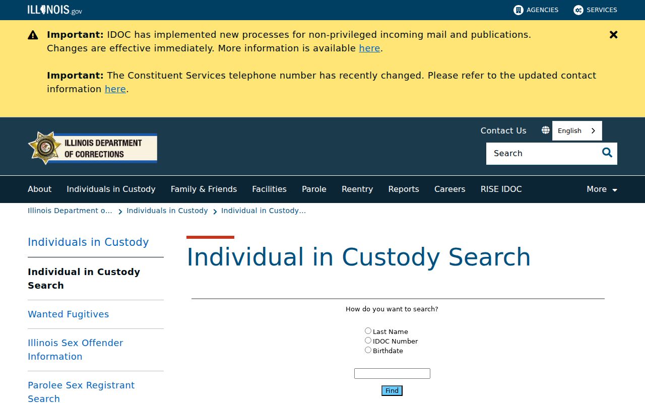 Bloomingdale resident lookup through the Illinois custody search